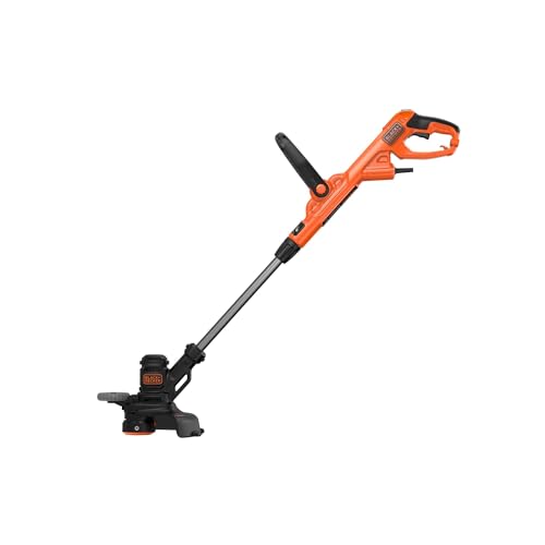 BLACK+DECKER BESTE628-QS Cortabordes 550W, Ancho de Corte 28 cm, Mango Telescópico Ajustable en 5 Posiciones, Rueda Guía y Desenrollado Automático del Cable