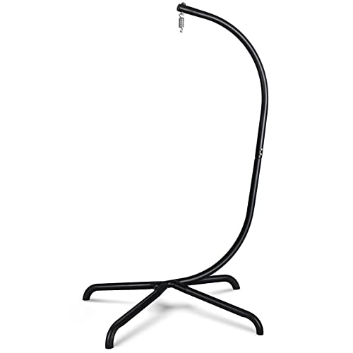 Soporte para Silla de Huevo Colgante, Marco de Silla de Hierro Resistente con Base Estable y Gancho de Resorte, Soporte Resistente de 330 Libras, Soporte para balcón, Patio, jardín al Aire Libre