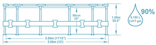 Bestway Power Steel Deluxe 366 x 100 cm, Piscina Redonda con Marco de Acero Estable en Juego Completo, ratán, Color Marrón