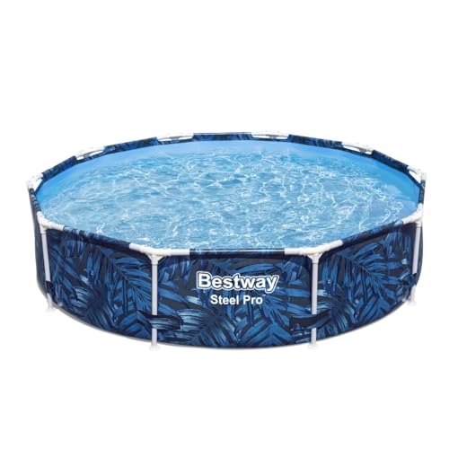 BESTWAY 56985 - Piscina Desmontable Tubular Infantil Steel Pro 305x66 cm Tritech Reforzado con Marco de Acero Diseño Animales de Colores Capacidad 4.062 Litros