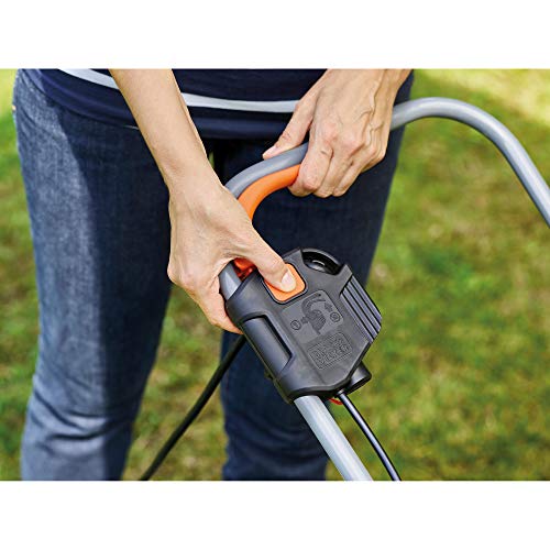 BLACK+DECKER BEMW351GL2 Cortacésped eléctrico (1000 W 32 cm de ancho de corte ajuste de altura de corte triaxial depósito de 35 l incluye desbrozadora de 200 W)