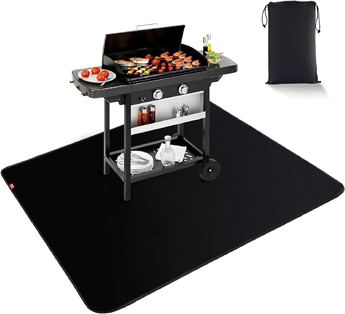 Alfombrilla para barbacoa de gas y carbón exterior EC Technology XXL, 122 x 152 cm, ignífuga, de protección para el suelo, anticaída