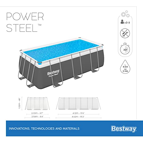 BESTWAY Piscina Desmontable Tubular Power Steel 412x201x122 cm Gris