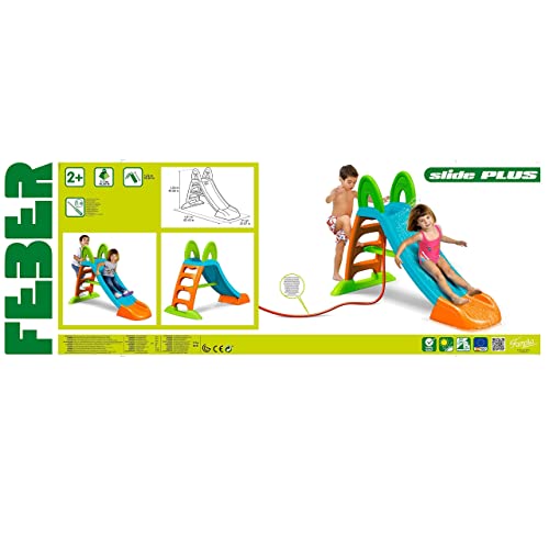 FEBER - Tobogán Slide Plus con Agua con hueco para la poner la manguera,escaleras antideslizantes,multicolor, de resistencia y fácil montaje, para niños de 2 y 7 años, FAMOSA(800009001)Versión previa