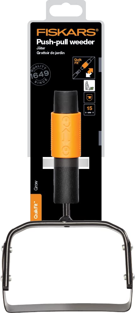 Fiskars Extractor de malas hierbas, Cabezal de herramienta QuikFit, Longitud: 25 cm, Largo: 15,5 cm, Cuchilla de acero, Negro/Naranja, QuikFit, 1000738