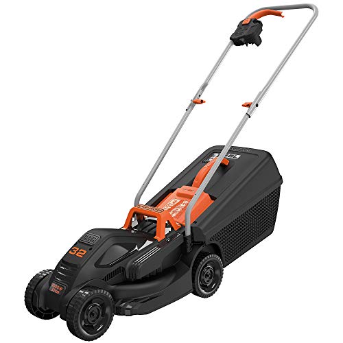 BLACK+DECKER BEMW351GL2 Cortacésped eléctrico (1000 W 32 cm de ancho de corte ajuste de altura de corte triaxial depósito de 35 l incluye desbrozadora de 200 W)