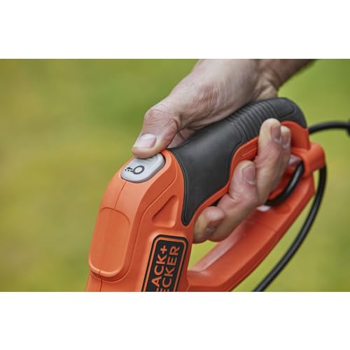 BLACK+DECKER BESTE628-QS Cortabordes 550W, Ancho de Corte 28 cm, Mango Telescópico Ajustable en 5 Posiciones, Rueda Guía y Desenrollado Automático del Cable