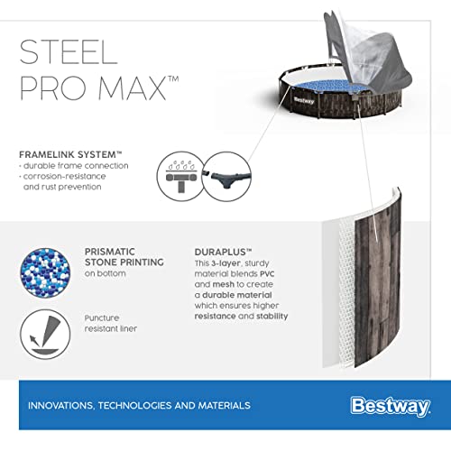 BESTWAY Piscina Desmontable Tubular Steel Pro 366x366x122 cm Marrón
