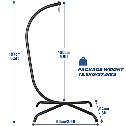 Soporte para Silla de Huevo Colgante, Marco de Silla de Hierro Resistente con Base Estable y Gancho de Resorte, Soporte Resistente de 330 Libras, Soporte para balcón, Patio, jardín al Aire Libre