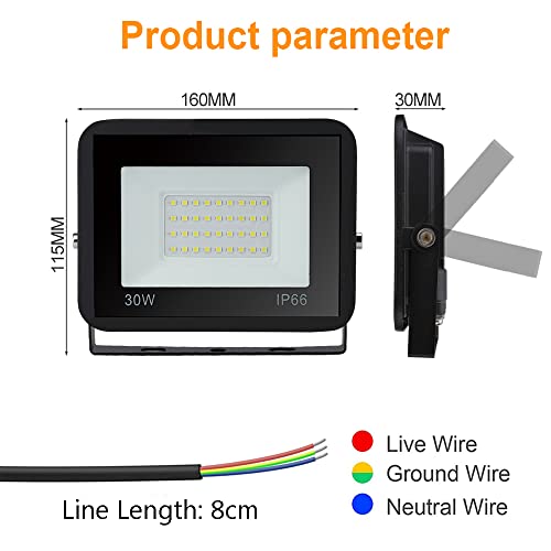 Randaco 10x30W Focos LED Exterior, IP66 Iluminación Exterior Impermeable, 2550LM Proyector LED 6000K Blanco Frío Luz de Seguridad, iluminación de pared para estadio campo deportivo patio