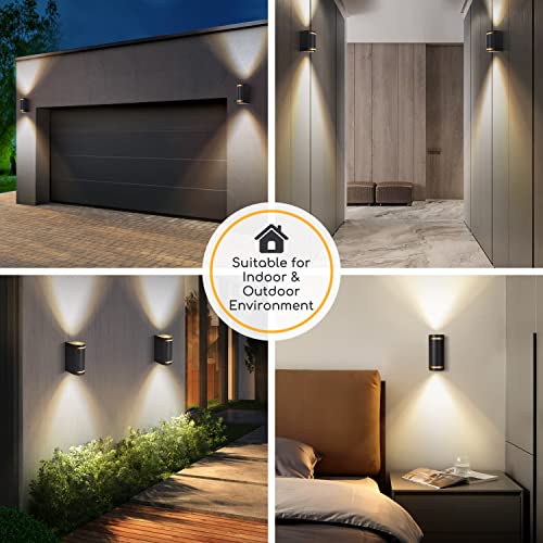 Aigostar Aplique Pared Interior/Exterior,GU10 Antracita Aluminio Up Down Lámpara Exterior Pared,Impermeable Luz Interior y Exterior Iluminación para Patio,Jardín,Balcón,Dormitorio,Salon,Pasillos.