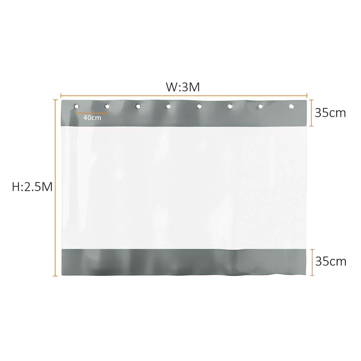 CLXRZM Exterior Impermeable Vinilo Lona Cortinas, Cortina Transparente al Aire Libre, 0.6mm PVC Duradera Panel Lateral con Ojales para Porche Terraza Pérgola, 3 Tamaños