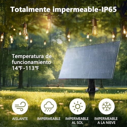 ZOTOYI Guirnaldas Luces Exterior Solar 15 Metros, ST38 Guirnaldas Luminosas de Exterior Solar con 24+2 LED Bombillas, 4 Modos Luz, IP65 Impermeable luces exterior solares para Jardín Fiesta Boda