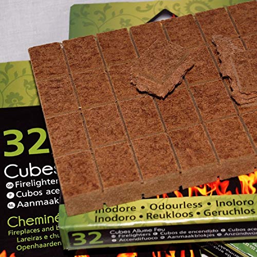 CHEMINETT 15751-32 Cubos Encendido precortados Cheminett naturales para encender chimeneas, estufas y barbacoas