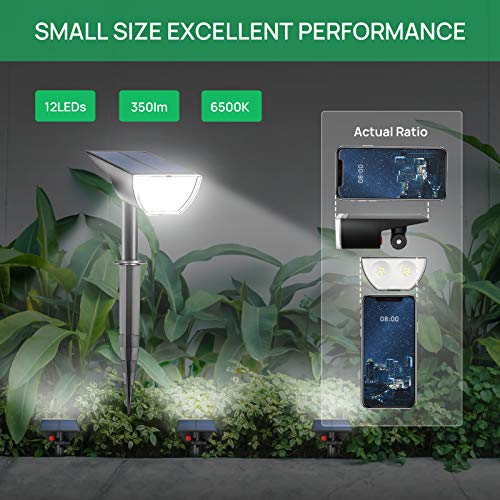 Linkind Lámpara Solar de Jardín, 【6 Piezas】Foco Solar Exterior LED, Luz Solar IP67 Resistente al Agua con Pincho, Iluminacion Jardin 6500 K Luz Blanco Frío para Suelo, Césped, Patio, Terreza.