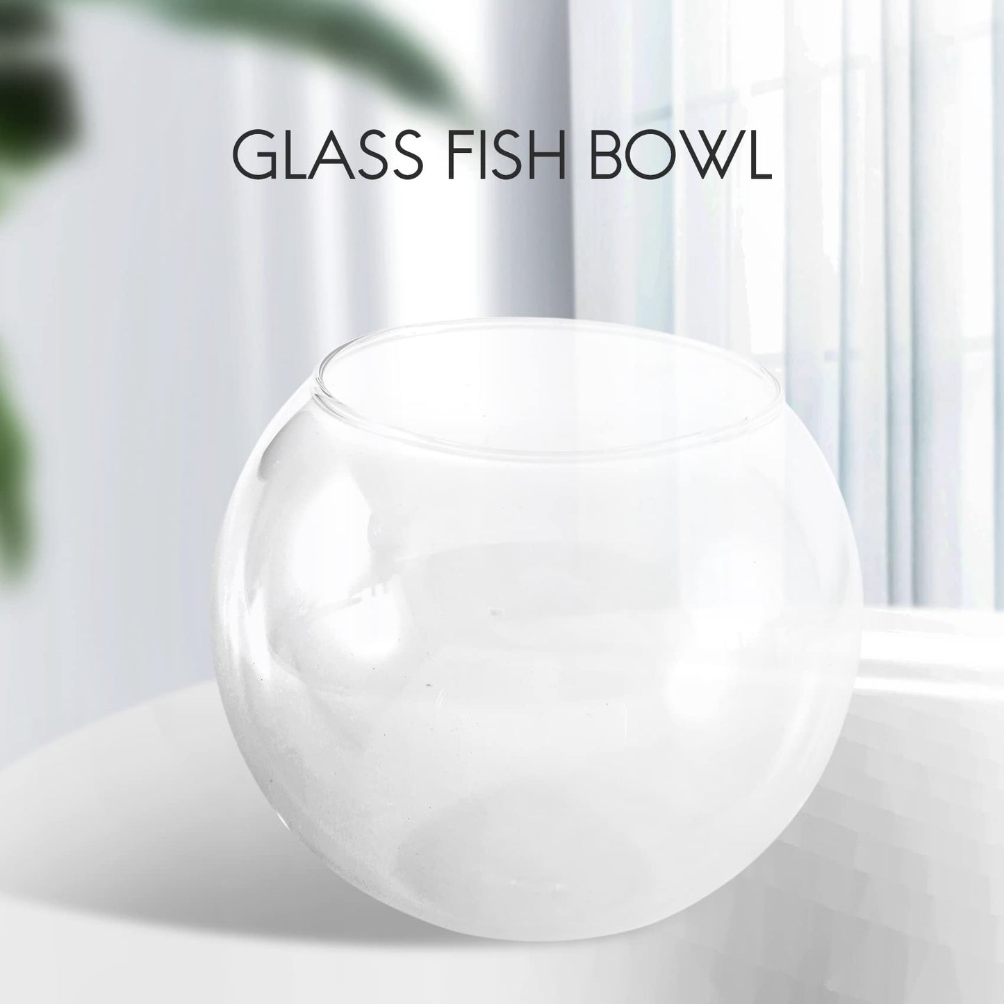 Aboiledy Jarrón de bola redonda en cristal transparente para peces