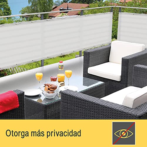 Sol Royal Malla ocultacion Mallas Protección Visual Balcon SolVision PB2 PES Pantalla Opaca 300x90 cm Blanco balcón privacidad con Ojales Cuerdas