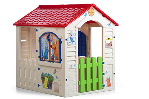 Chicos - Country Cottage Casita Infantil de Exterior e Interior, Fabricada en plástico Resistente y Duradero, Blanco, Única, Medidas 84 x 103 x 104 cm (89607)