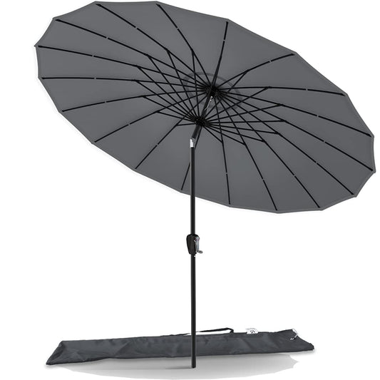 VOUNOT 270 cm Shanghai Sombrilla Jardín, Parasol Terraza Inclinable con Manivela, Protección UV para Patio, Jardín, Piscina, Exterior, Gris