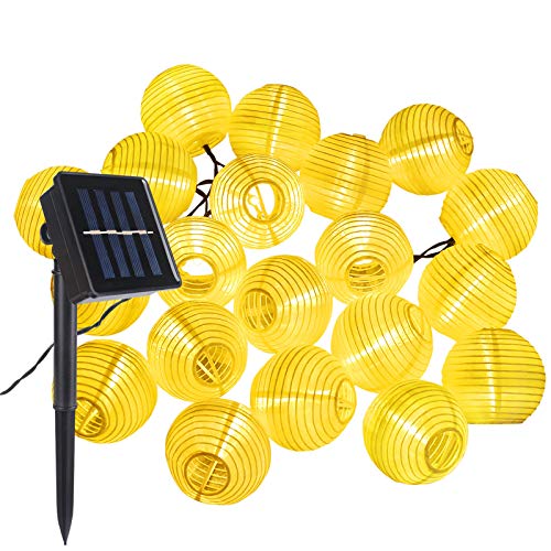 Farolillos Solares Exterior de Luces de Cuerda ALED LIGHT 6m 30 LED Blanco Cálido Impermeable Guirnalda Luces Exterior LED Linternas Farolillos Decorativos Solares para Decoración Jardines