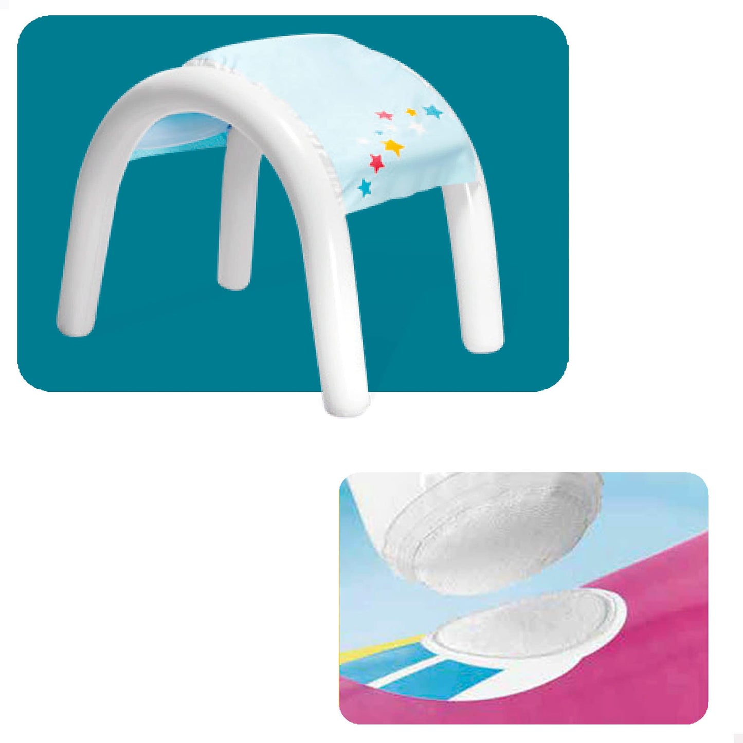 Intex Piscina unicornio techo desmontable y rociador de agua, Medium, 58435