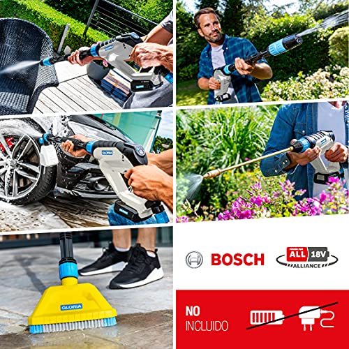 Gloria MultiJet 18 V - | Utilizable como Limpiador, Pistola de Espuma, pulverizador, Cepillo de Superficies | Boquilla 4 en 1, Lanza de 40 cm, Manguera de 5 m | Se Requiere batería Bosch 18 V