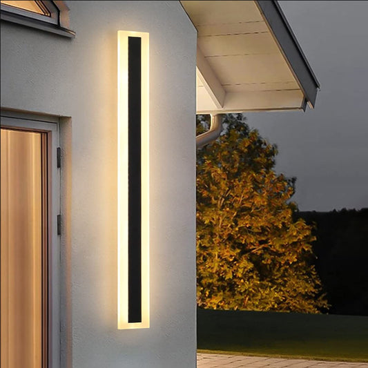 ZTWLEED Aplique Pared Exterior,8W 40CM Aplique Exterior Largo,Aplique de Diseño Impermeables IP65,Blanco Cálido 3000K，AC220V Aplique de Exterior LED Negro