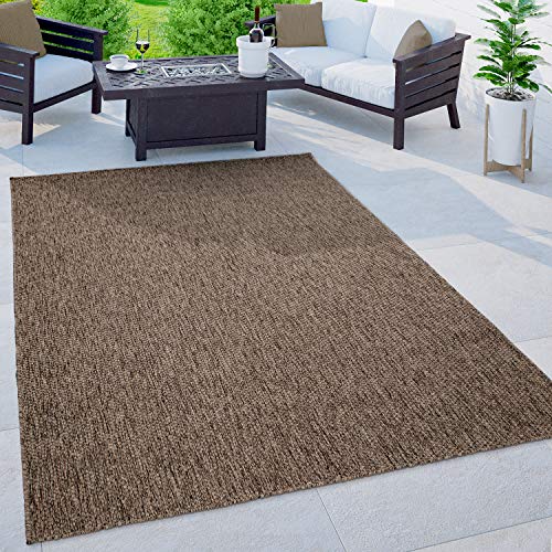 Paco Home Alfombra Exterior Interior Balcón Terraza Alfombra Cocina Monocolor Jaspeado, tamaño:80x250 cm, Color:Taupe