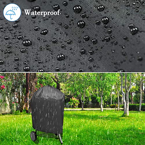 Funda Barbacoa Exterior Impermeable, VDISRR 420D Oxford Resistente al Desgarro Funda Protectora para BBQ Ø77x90cm, Redonda Cubierta de Barbacoa Exterior Anti-Viento/Anti-Polvo/Anti-Humedad/Anti UV