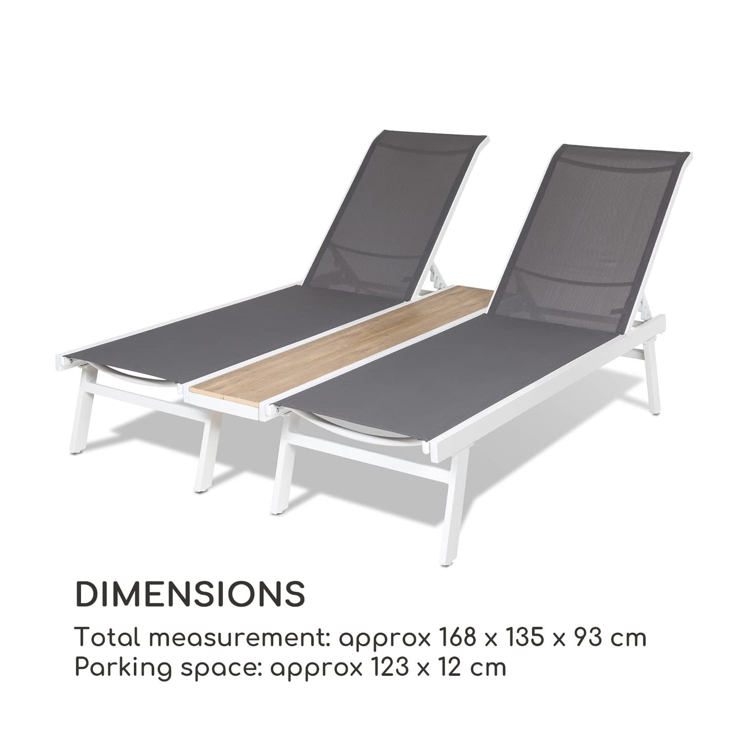 blumfeldt Tumbona de jardín con Respaldo reclinable, Lounger con armazón de Aluminio, Tumbona con Funda Impermeable, para 2 Personas, Tipo: Pompei, Blanco