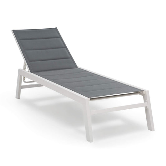 blumfeldt Renazzo Lounge Hamaca - Tumbona, para Exteriores, Superficie de 65 x 93 x 165 cm, Respaldo Regulable en 6 Alturas, Superficie Acolchada e hidrófuga, ComfortMesh, Blanco