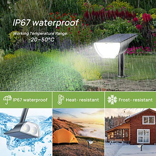 Linkind Lámpara Solar de Jardín, 【6 Piezas】Foco Solar Exterior LED, Luz Solar IP67 Resistente al Agua con Pincho, Iluminacion Jardin 6500 K Luz Blanco Frío para Suelo, Césped, Patio, Terreza.