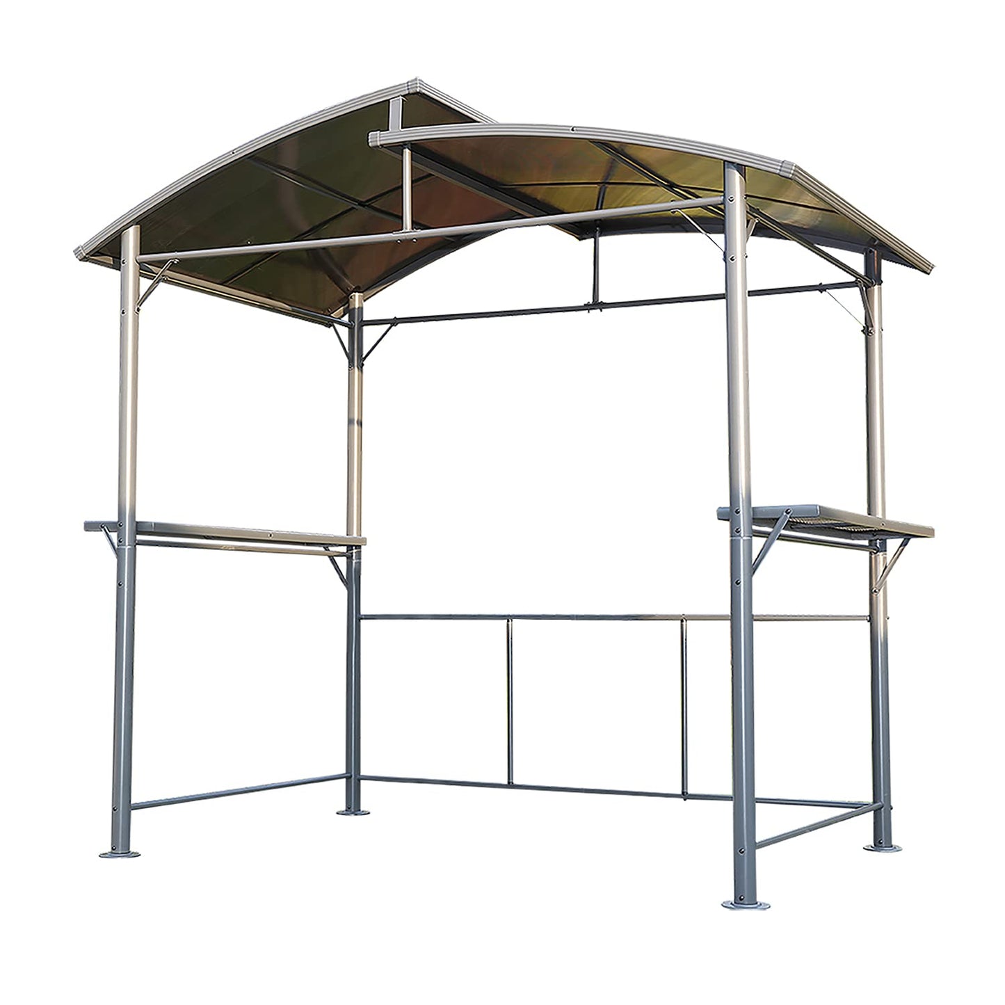 Angel Living Pabellón de Barbacoa de Aluminio y Acero con Techo de PC, Marquesina de Aluminio con Campana Extractora, Gazebo Pergola para BBQ con Zona de Almacenamiento