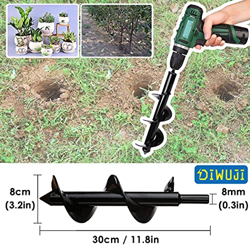 Jardín Excavadora de Taladro, Cultivador de Suelo Broca, Caña del Hex Inoxidable, Taladro sembradoras para ahoyadora Profundamente, Herramientas para Flor Plantando árboles Arbustos (Diá:8cm L:30 cm)