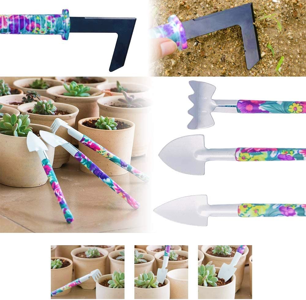 KAHEIGN 10Pzs Herramientas de Jardinería, Estampado de Flores Moradas Herramienta de Mano de Jardín Mango Ergonómico Pala y Podadora Rastrillo Rociador de Agua Jardinería, Regalos para Mujere Y Hombre