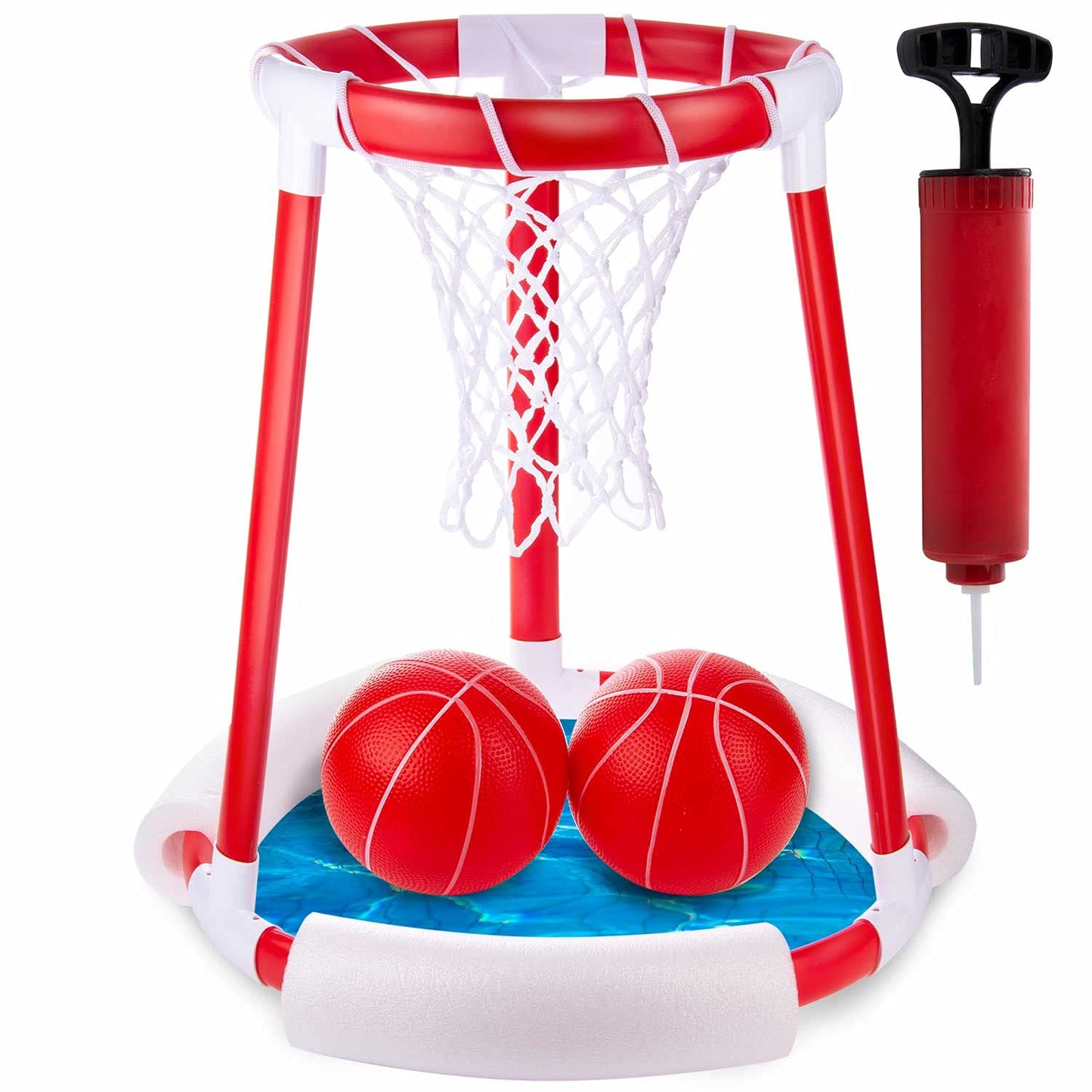 Aro de Baloncesto Flotante para Piscinas; Juego de Accesorios de Baloncesto Flotante para Piscinas (2 balones de Baloncesto)