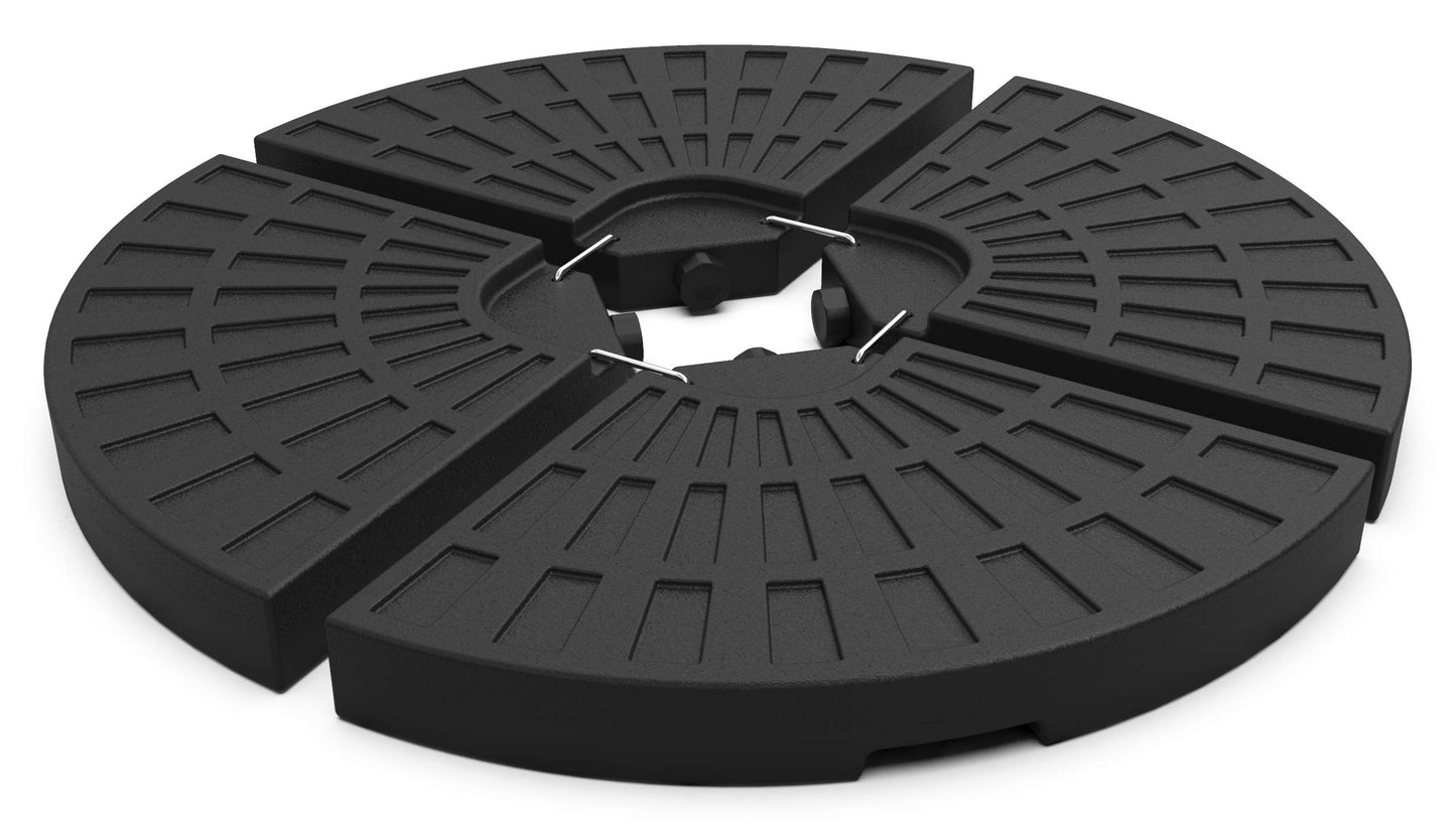 VOUNOT Base para Sombrilla, 4 Piezas de HDPE, Redonda Soporte Parasol o Paraguas, Rellenable con Arena 100kg o Agua 52L, para Jardin Patio Terraza, Negro