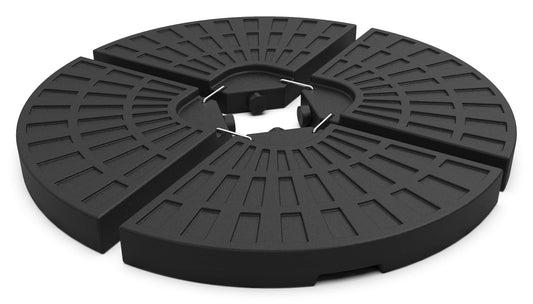 VOUNOT Base para Sombrilla, 4 Piezas de HDPE, Redonda Soporte Parasol o Paraguas, Rellenable con Arena 100kg o Agua 52L, para Jardin Patio Terraza, Negro