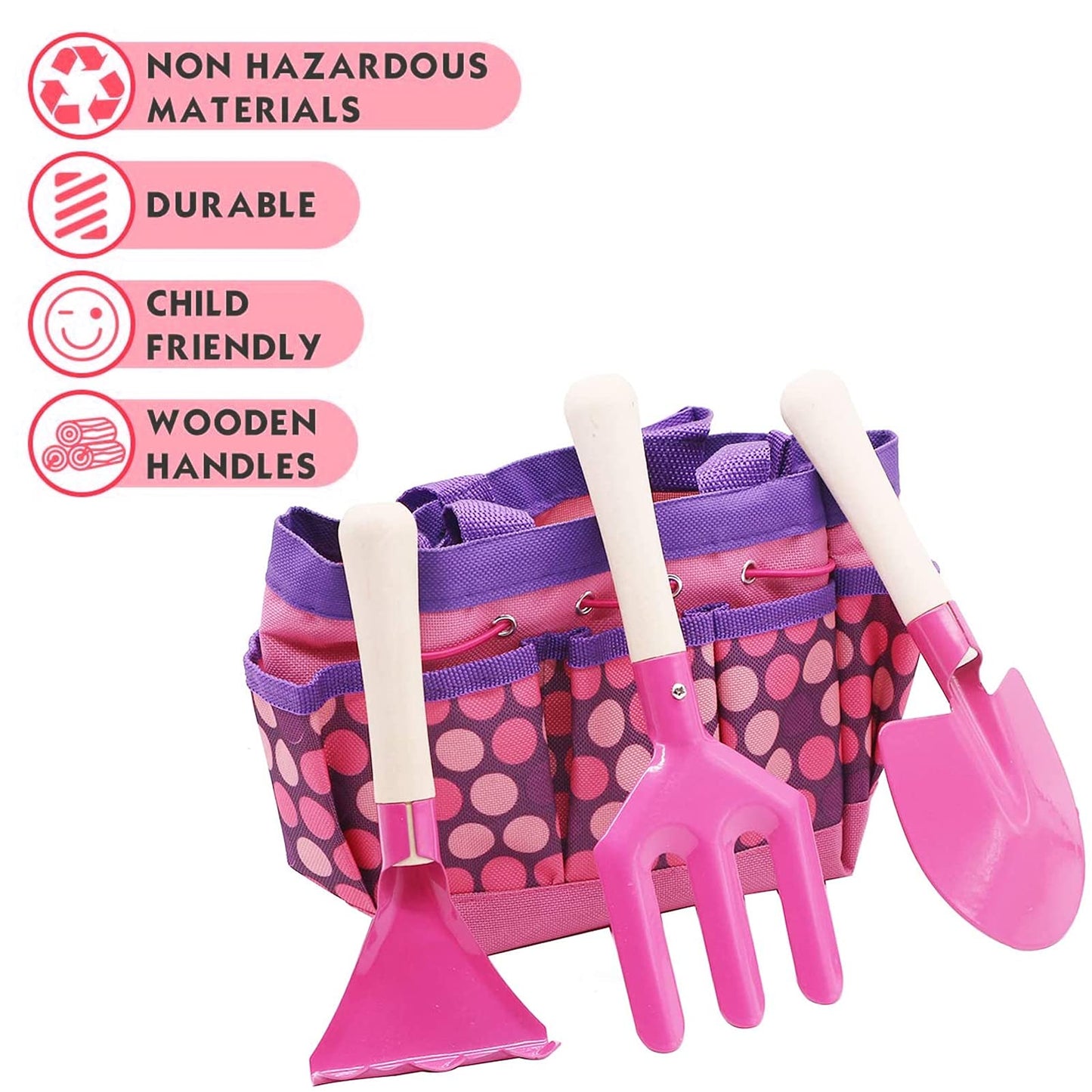 Huahuanghui Juego de jardinería,6 Piezas Kit de jardín para niños,Bolsa para niños de Herramientas de jardín,Herramientas de jardín para niños,Bolsa de Guantes de jardín,Kit Jardinería Niños Guantes