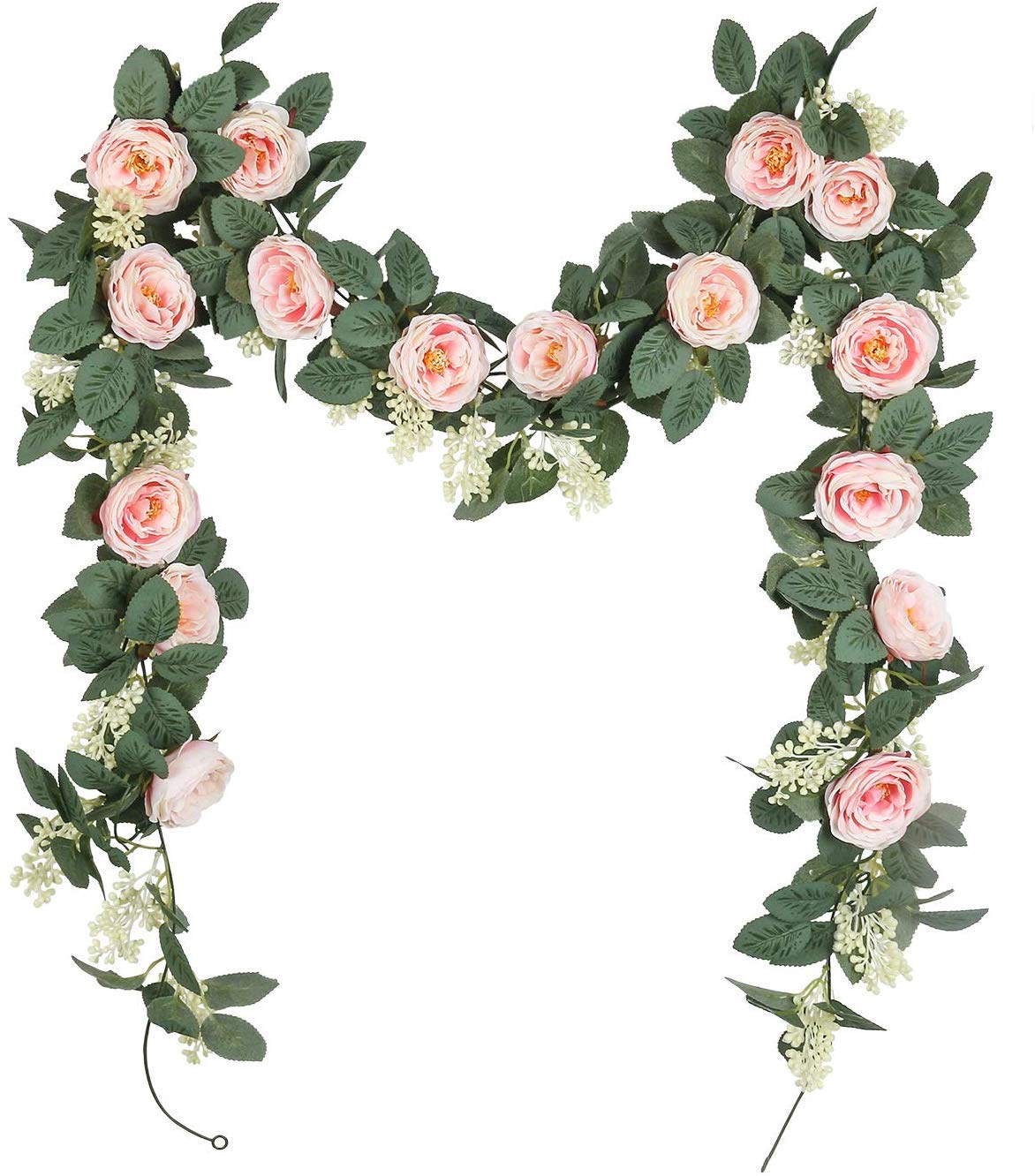 U'Artlines Juego de 2 (4,0m en Total) Guirnalda de Rosas Artificiales Flores Colgantes Guirnalda Flores y Plantas Artificiales para la Decoración del Jardín de la Boda del Hotel(Rosa)