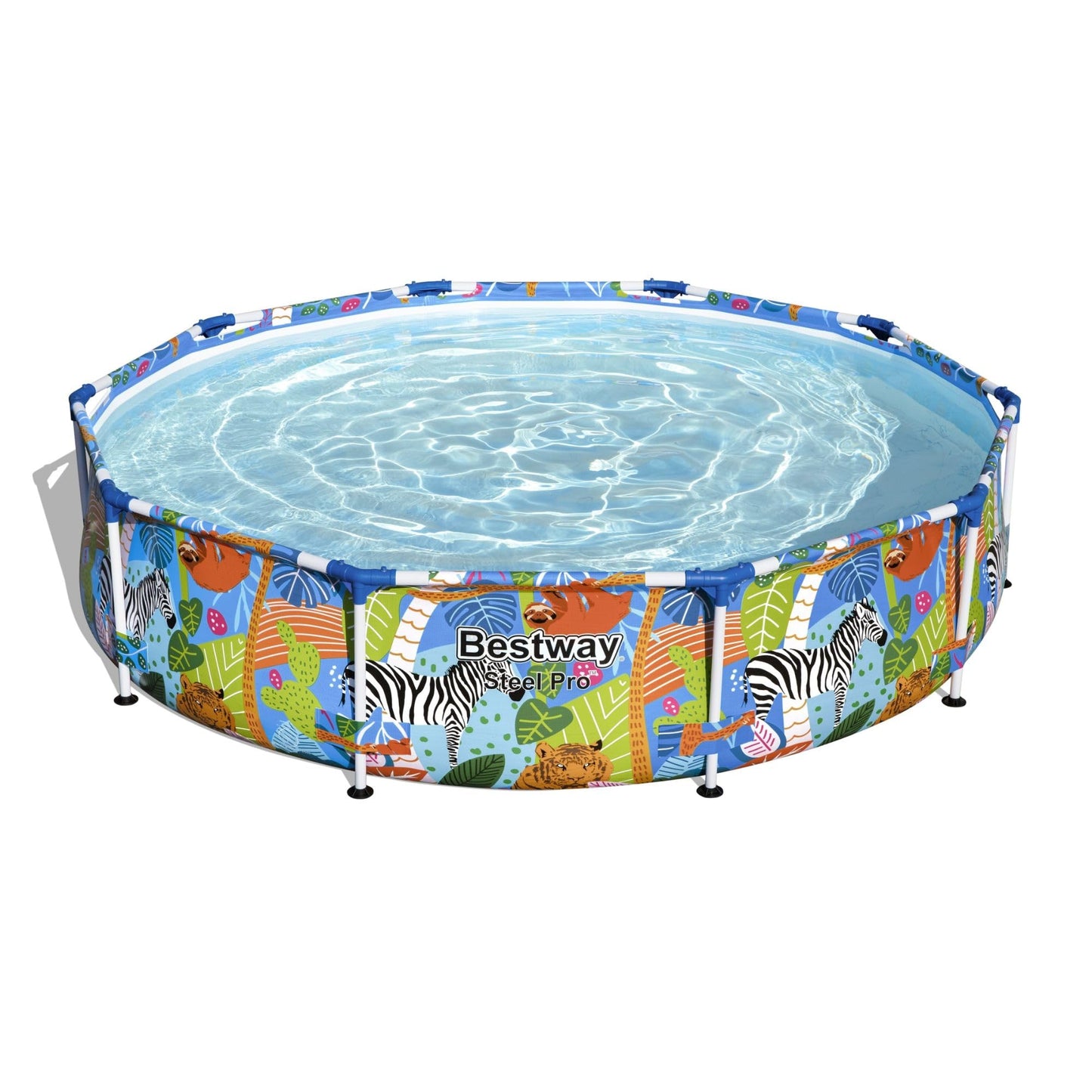 BESTWAY 56985 - Piscina Desmontable Tubular Infantil Steel Pro 305x66 cm Tritech Reforzado con Marco de Acero Diseño Animales de Colores Capacidad 4.062 Litros