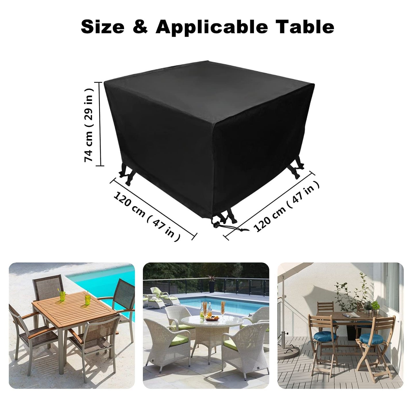 Xiliy Funda para Mesa Muebles de Jardín Poliéster Mesa Rectangular Cubierta Impermeable al Aire Libre Patio Protección (213 x 132 x 74 cm)