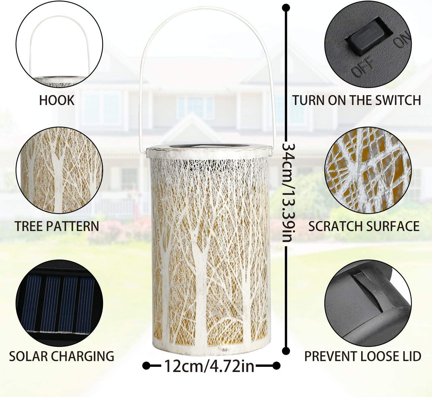 GolWof Farolillos Solares Exterior Colgante Solares del Jardín Luces de Linterna Lámpara IP44 Impermeable Recargable Portátil para Jardín Patio al Aire Libre Partido Decorativo