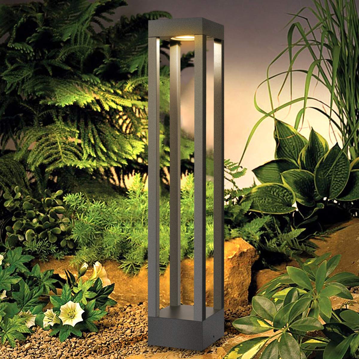 LEDMO 9W Farolas Exterior Jardin 3000K Balizas Exterior Jardin Negro LED Farola Jardin Exterior 60cm Luces Jardin Exterior IP65