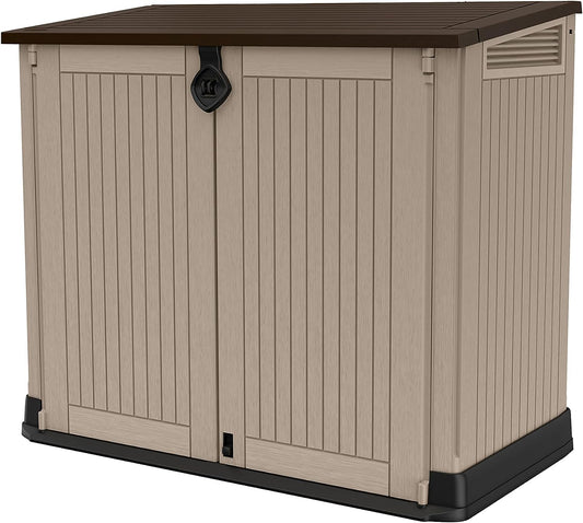 Keter Sio Midi -Cobertizo de jardín Exterior, Capacidad 880L, Color Topo/Beige, 132 x 71,5 x 113,5 cm