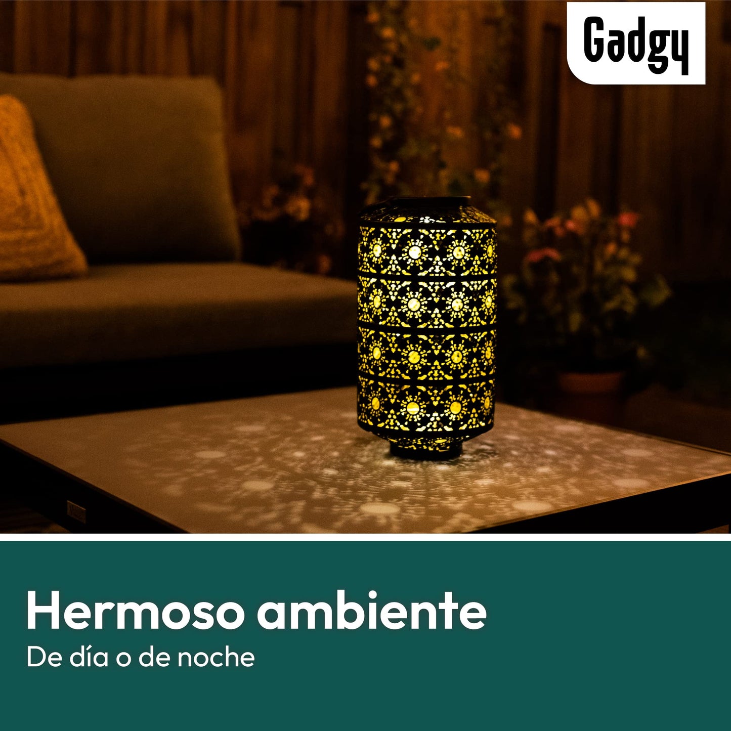 Gadgy Farolillos Para Velas | Juego De 3 Faroles Jardin Exterior | Vela Blanca Con Mango Negro | Farolillo Decorativo Solar | Linterna LED