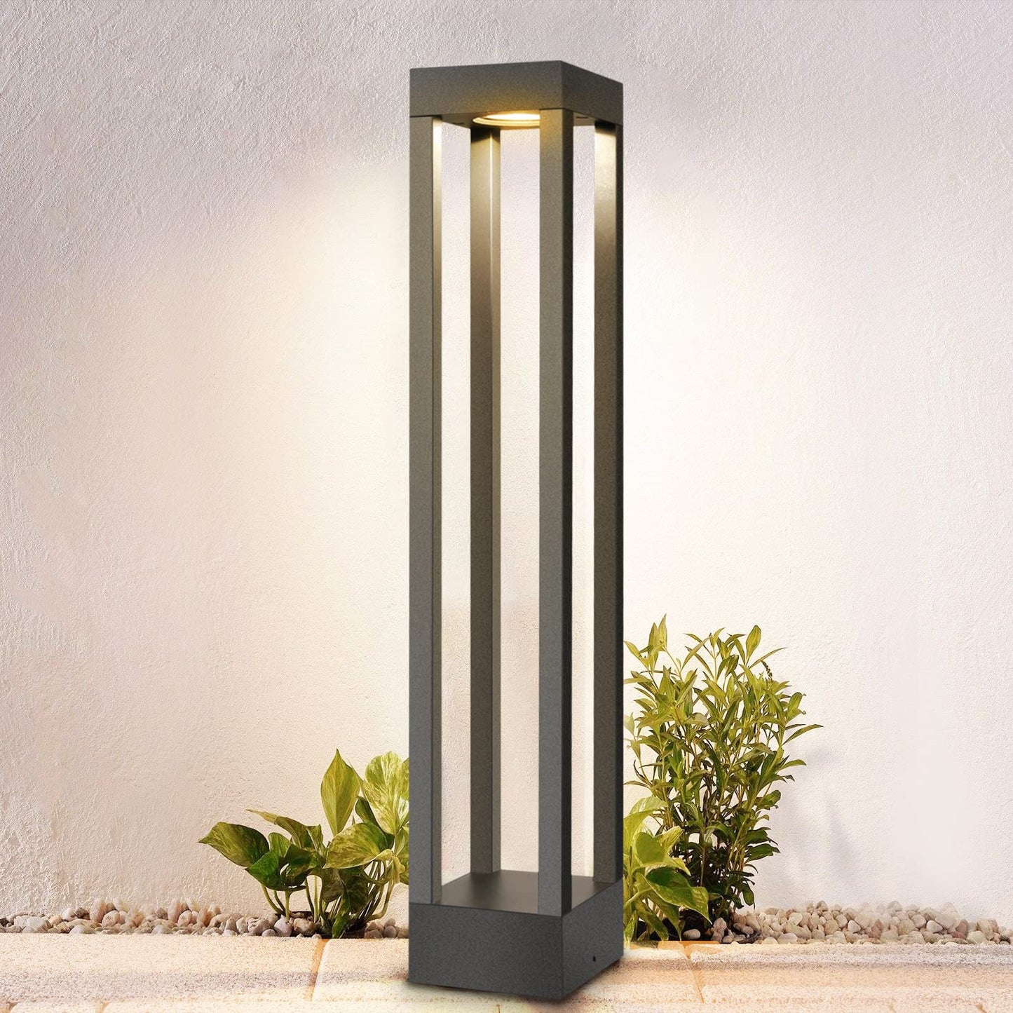 LEDMO 9W Farolas Exterior Jardin 3000K Balizas Exterior Jardin Negro LED Farola Jardin Exterior 60cm Luces Jardin Exterior IP65