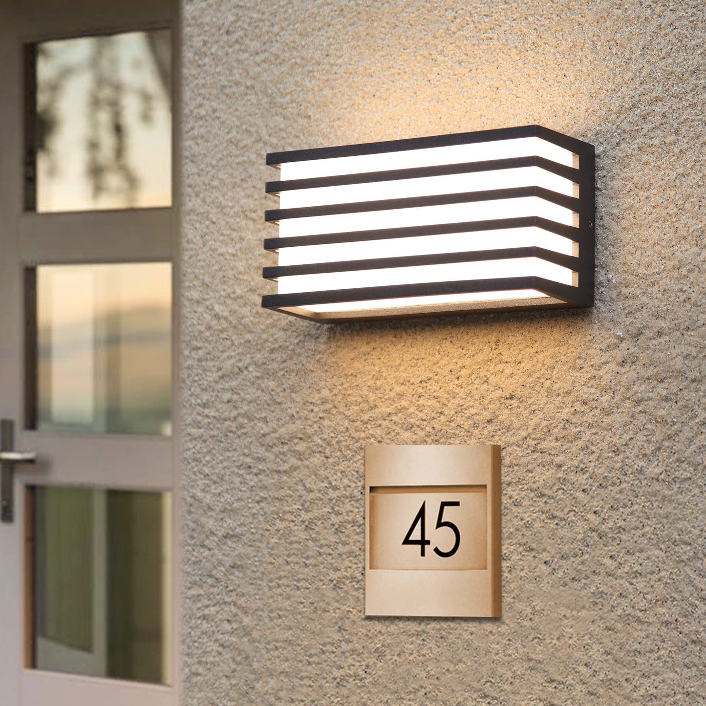 WAYEE Lámparas Exterior,Apliques Pared Exterior,Luces LED Exterior Luz Pared12W Blanco Cálido,Negro Impermeable Gris Antracita,L21CM, Horizontal/Vertical Montado,Pantalla con Protección UV,Porche