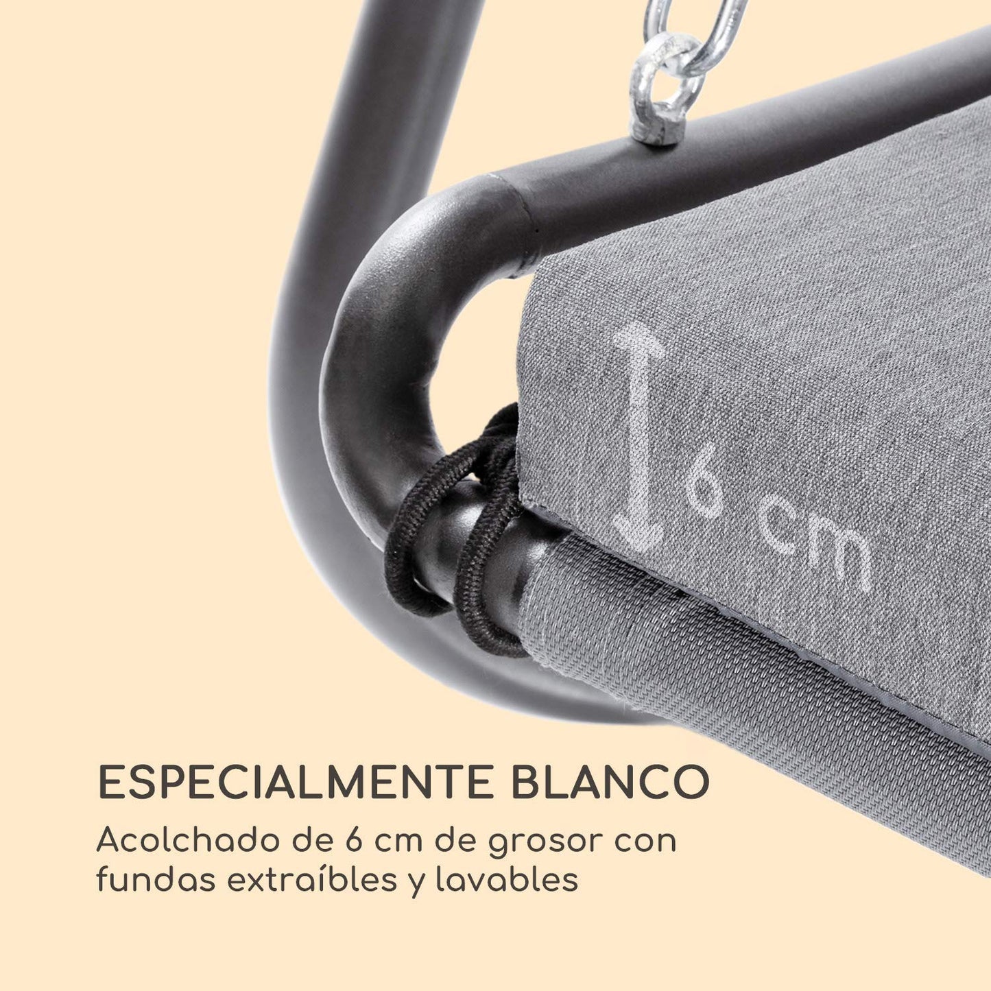 Blumfeldt Garden Grove - Cama mecedora, Con gran toldo, Armazón de acero pulverizado, Superficie de reposo de 148 x 200 cm, Funda extraíble y lavable, Tornillos de acero inoxidable, Pizarra