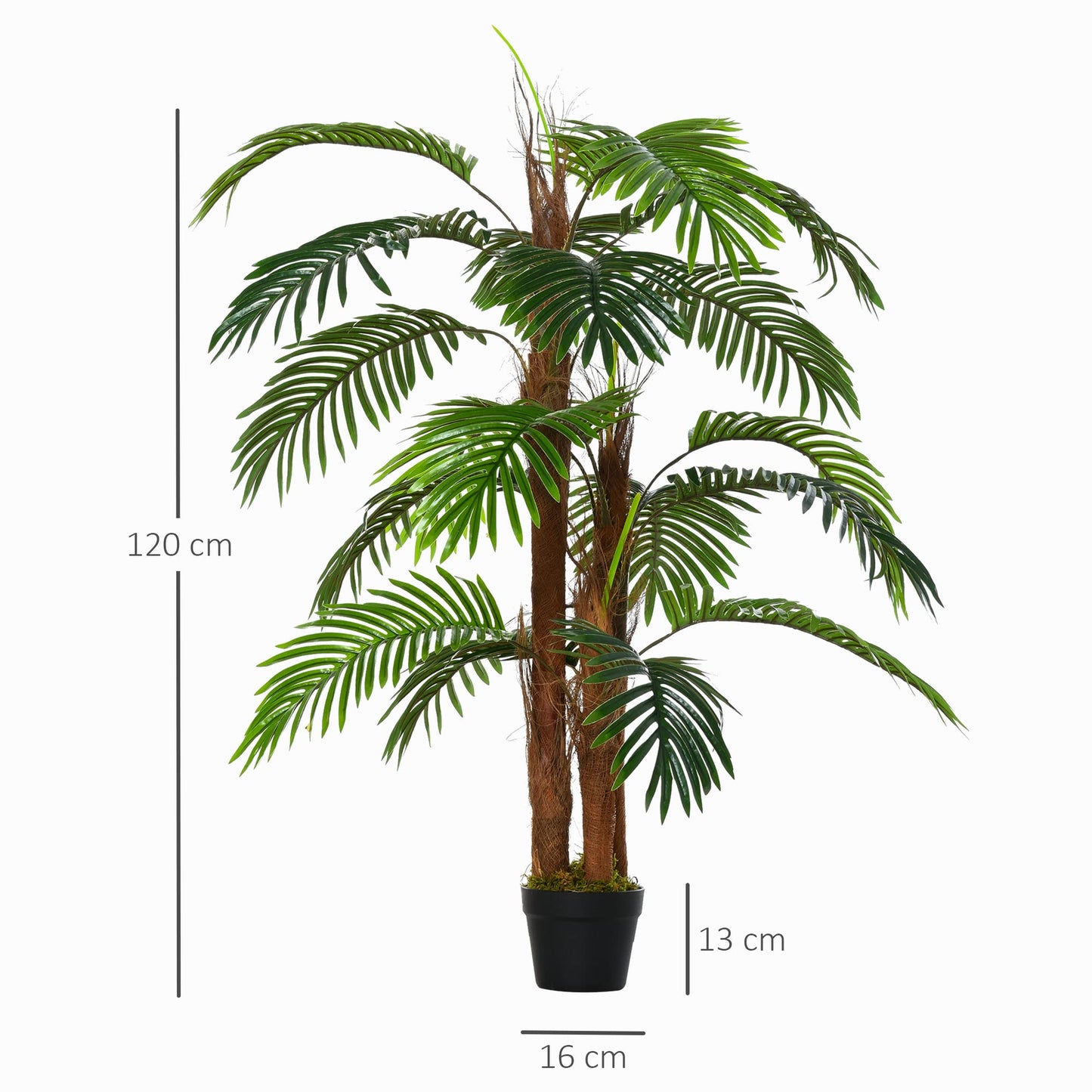 Outsunny Planta Artificial en Maceta Altura 123 cm Árbol Artificial para Decoración Hogar Oficina y Exterior Verde